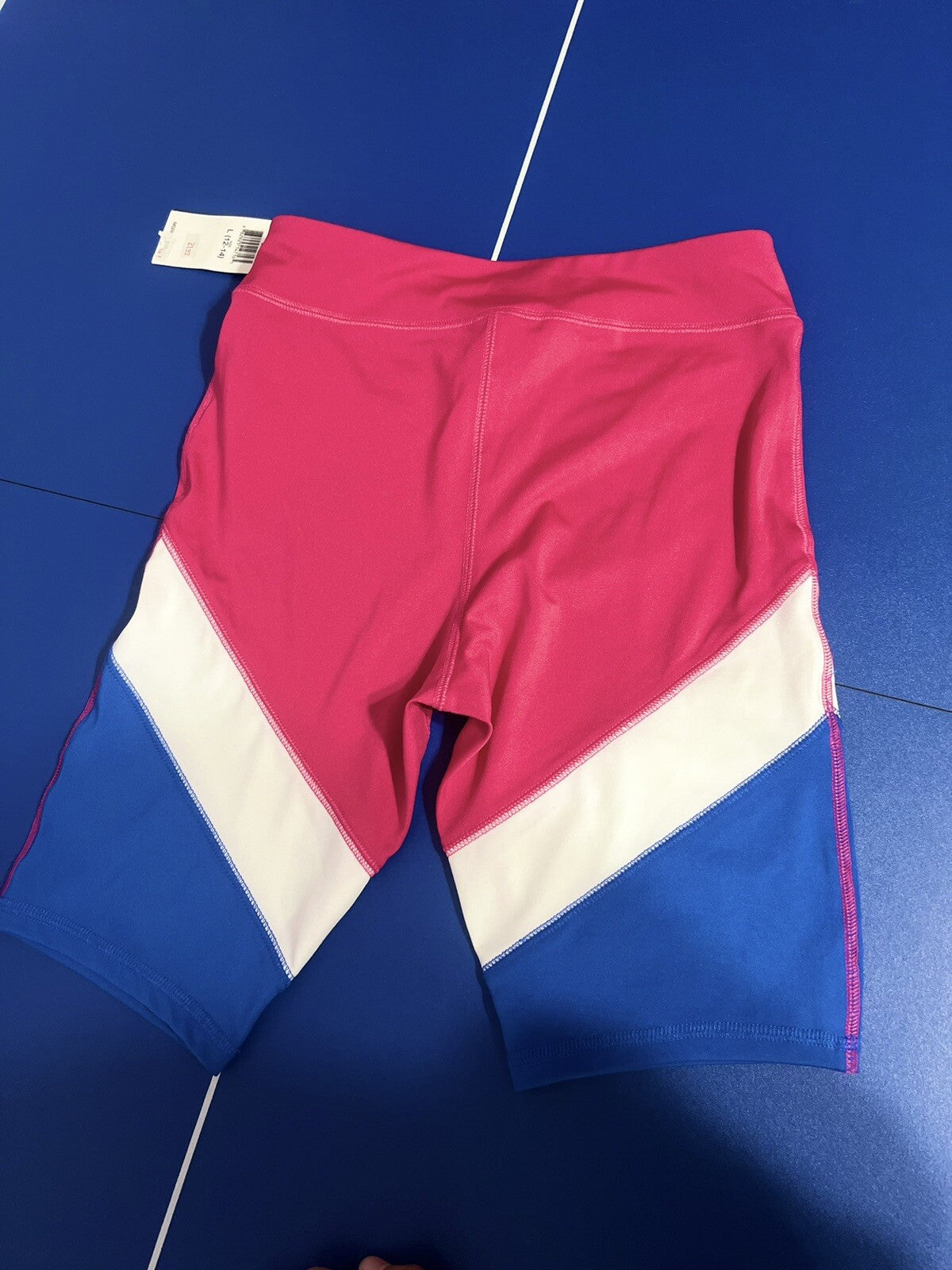 POLO RALPH LAUREN Girls Large 12-14 pink blue white Stretch Bike Shorts nwt