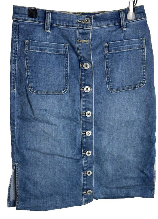 INC International Concepts Women's Denim Skirt Blue Jean Button Front  Size 6