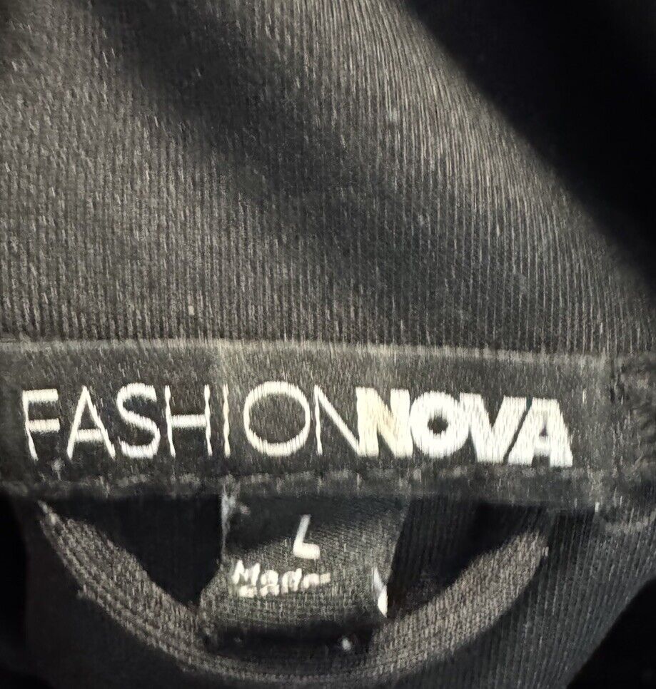 Fashion Nova Sport Men's Zip Up Long Sleeve Hoodie Sweatshirt Black Size large