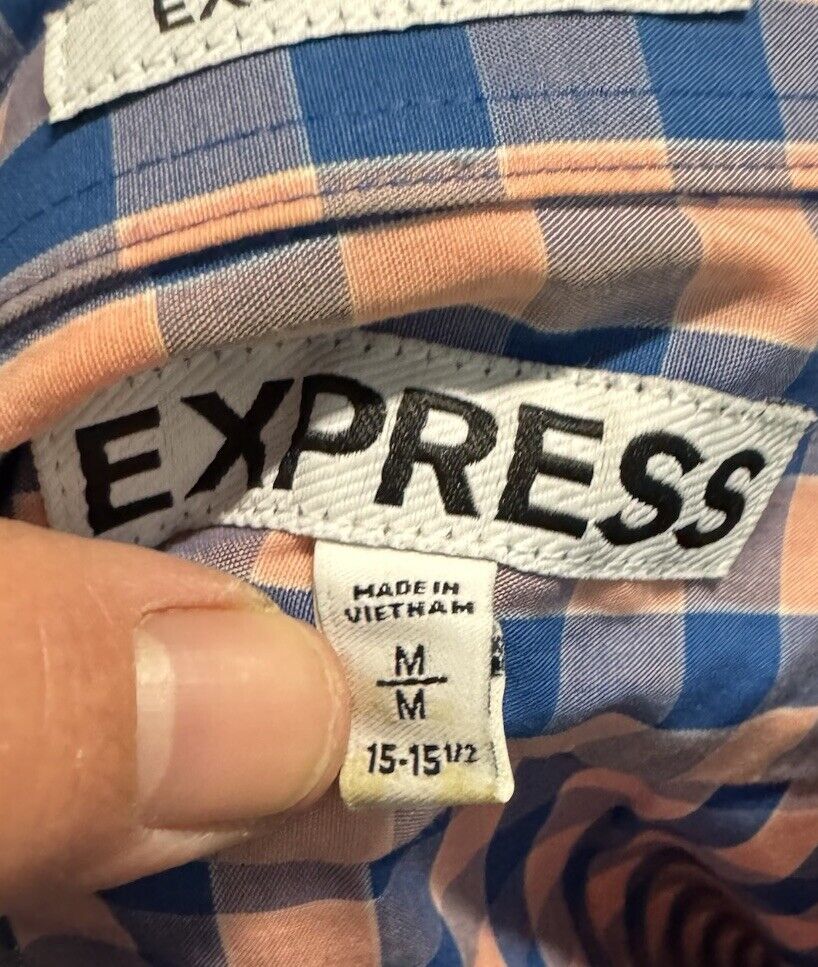 Express Men's Button Down Long Sleeve Shirt Print Size Medium 15-15.5