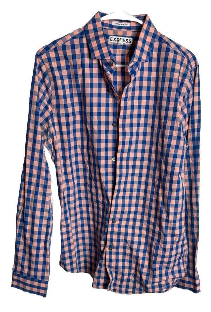 Express Men's Button Down Long Sleeve Shirt Print Size Medium 15-15.5