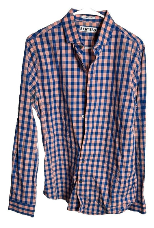 Express Men's Button Down Long Sleeve Shirt Print Size Medium 15-15.5
