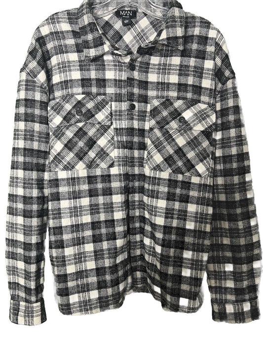 Boohoo Man Mens Plaid Flannell Shirt Large Button Up