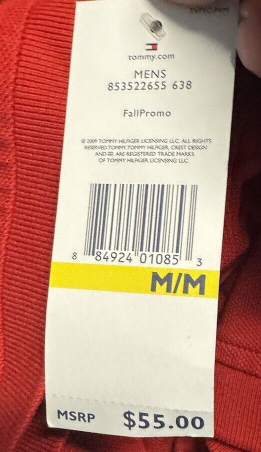 Tommy Hilfiger Men's Adult Size Medium Polo Regular Fit Red Cotton Short Sleeve