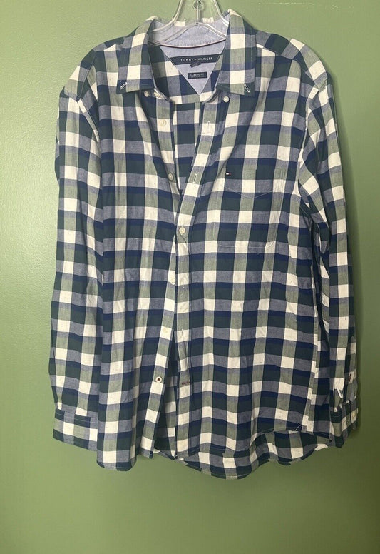 Tommy Hilfiger Shirt Mens Large Button Down Long Sleeve