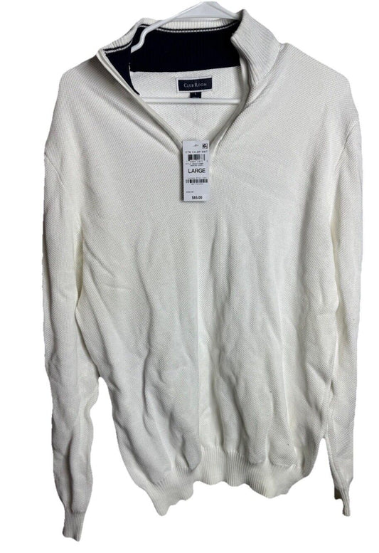 MSRP $60 Club Room Men's Quarter Zip French Rib Pullover  Sweater SZ Large