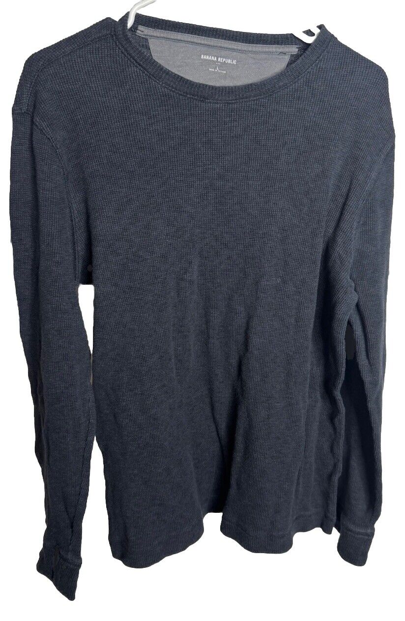 Banana Republic Shirt Men's Large Fitted Crew Neck Long Sleeve Pullover