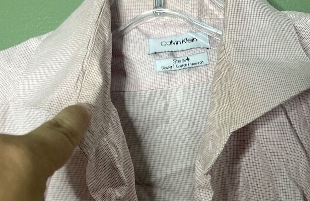Calvin Klein Mens Shirt Button Down 16.5 32/33, Some Wear And Tear