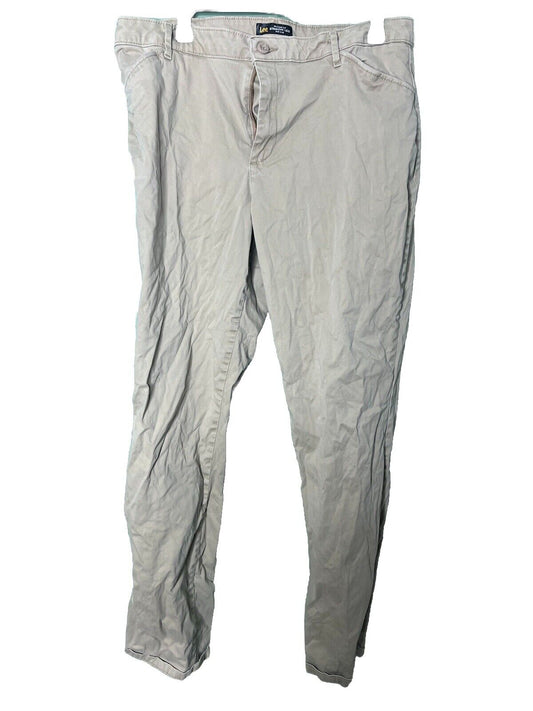 Lee Womens Size 14 Short Pockets Straight leg Khaki Jeans