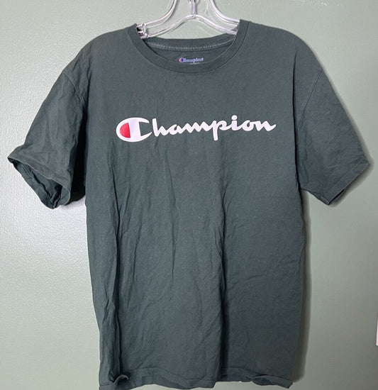 Men's CHAMPION Black Crewneck Short Sleeve T-Shirt Sz M