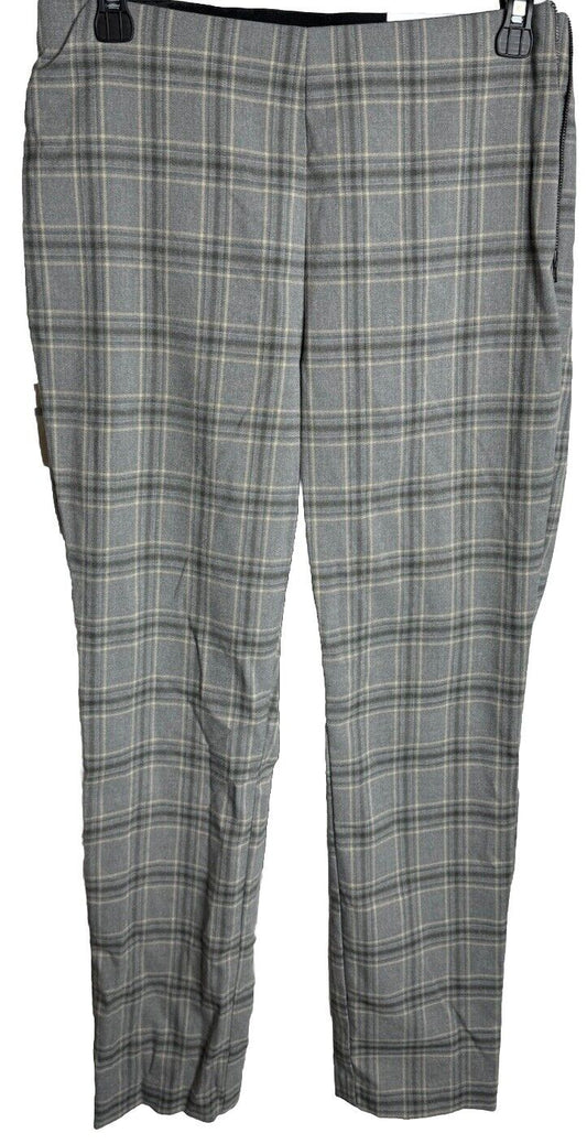 NEW Nine West Side Zip Skinny Ankle Pants  Size 6  Plaid Gray NWT