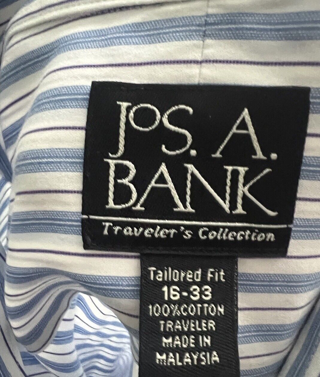 Jos A Bank Shirt Mens 16-33 White Travelers Tailored Fit Long Sleeve