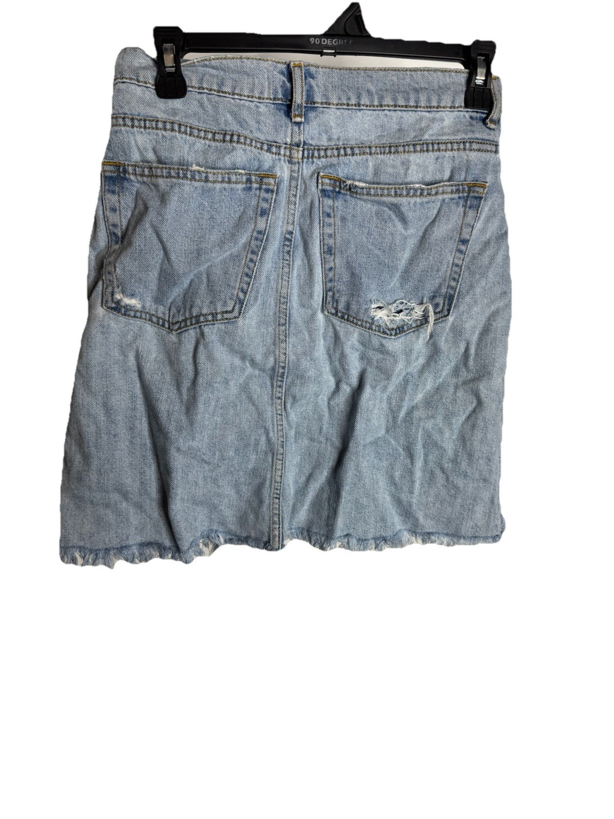 Zara Woman Denim Skirt Women's Size S Blue Frayed Hem Casual