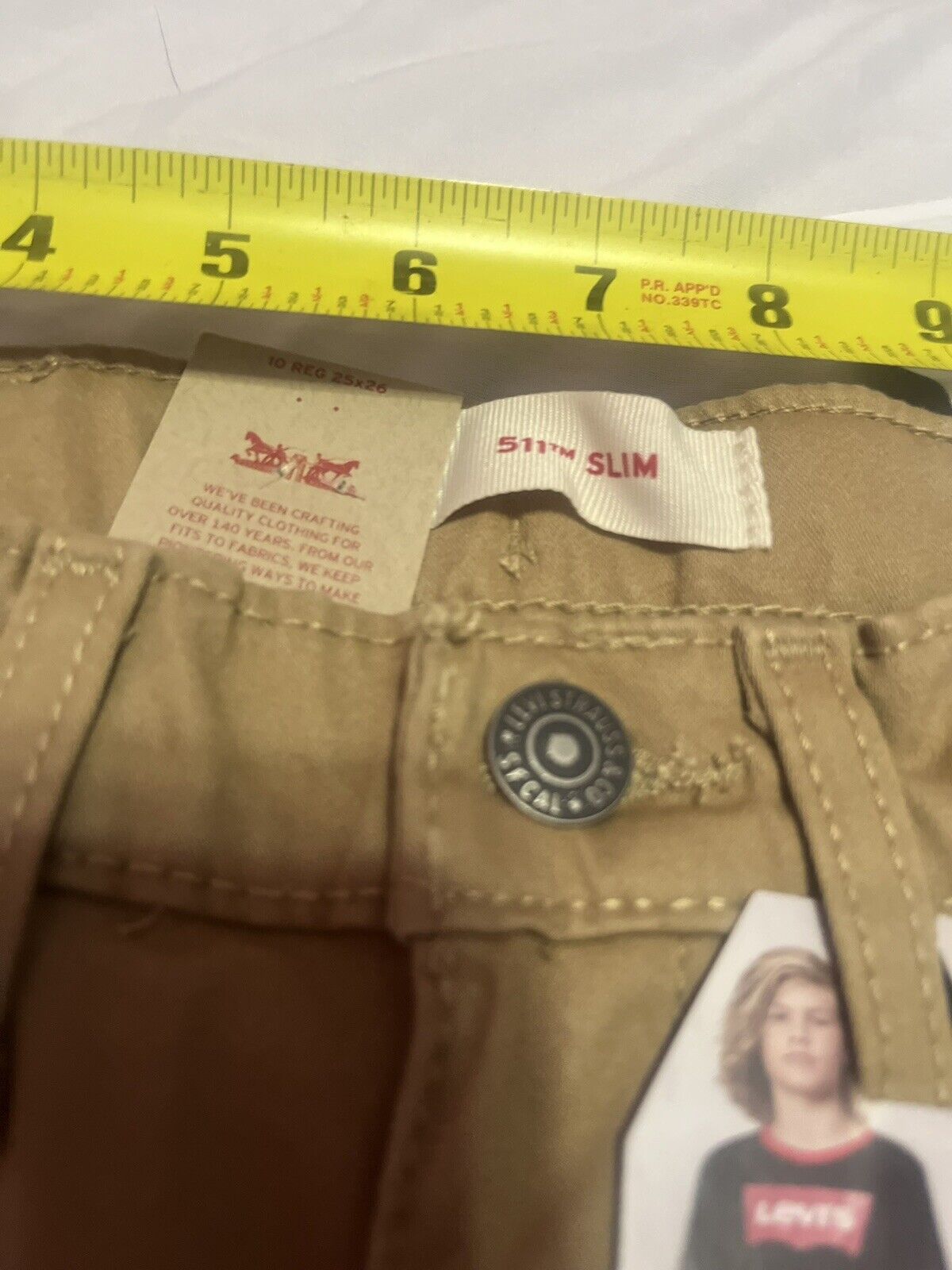 Levi’s 511 Slim, Size 10 Reg, 25x26, Boys Beige Jeans, Brand New, Never Worn,