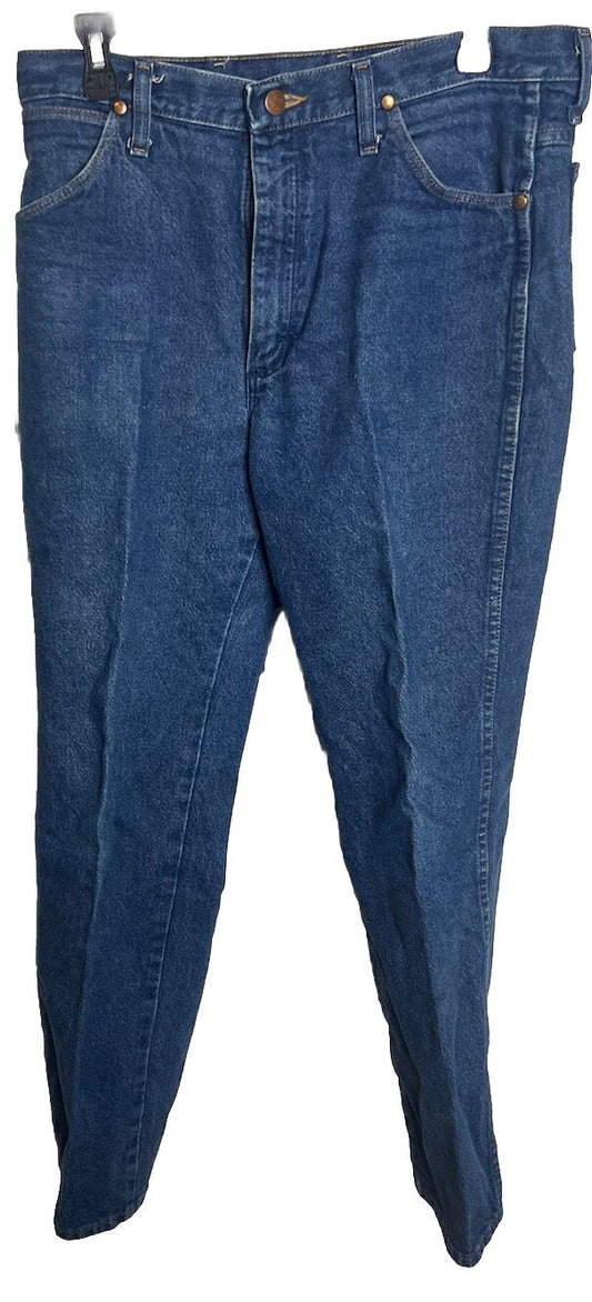 Wrangle Rooted Jeans Mens 32x32 Blue Straight Medium Wash Cowboy Made In USA