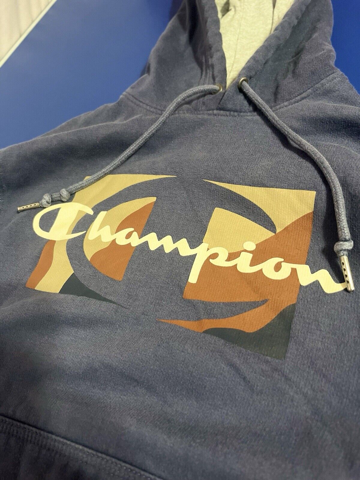 Men’s Hoodie Hooded Sweatshirt Champion Athleticwear Size Small, With Logo, Blue