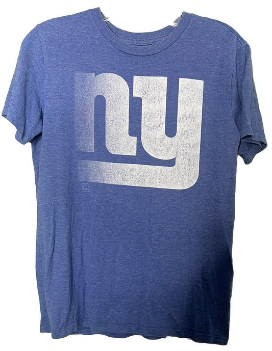 New York Giants Boys Short Sleeve Tshirt Size L 14/16 Blue Cotton Stretch NFL