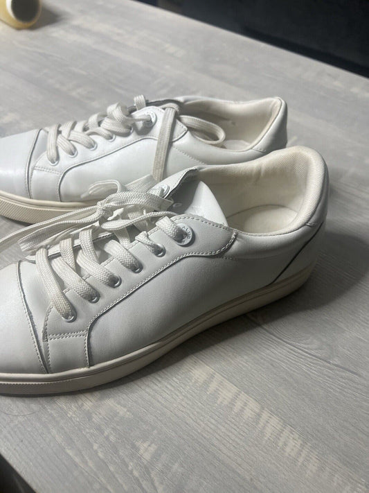 Aldo Womens White Round Toe Low Top Lace Up Sneakers Shoes Sz 8 1/2
