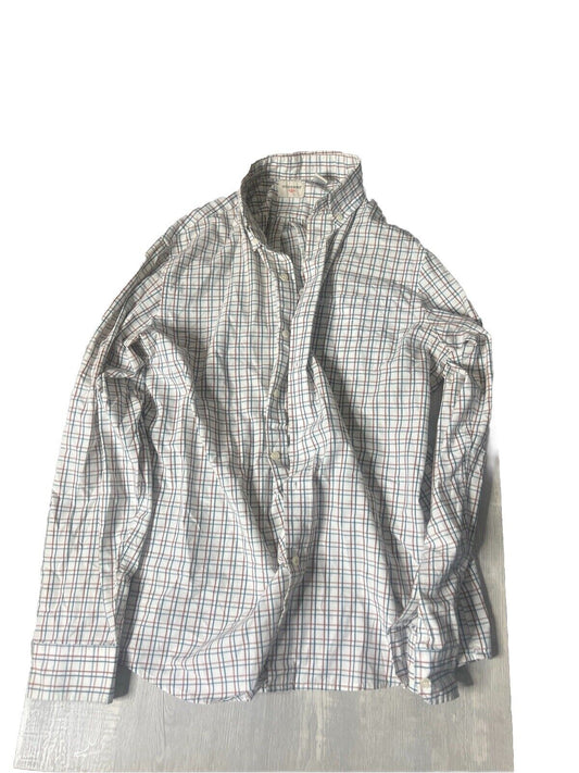 Dockers Medium  Button Up Shirt Plaid White And Blue