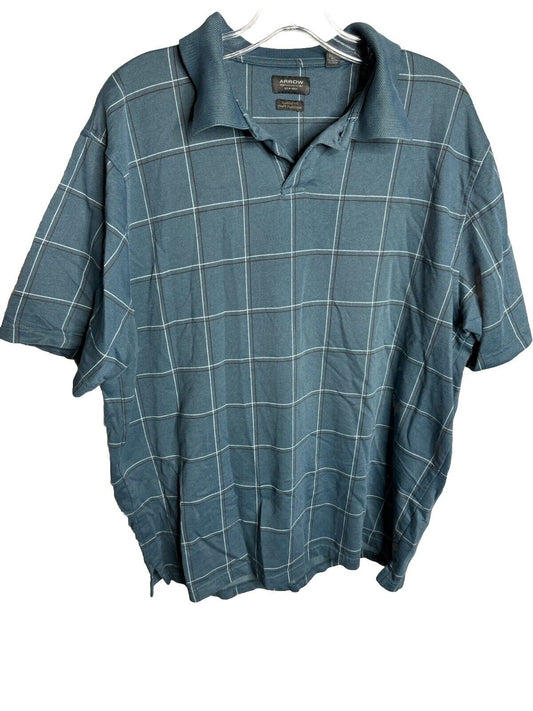 Arrow Polo Shirt Men Size XL Blue Short Sleeve Collared