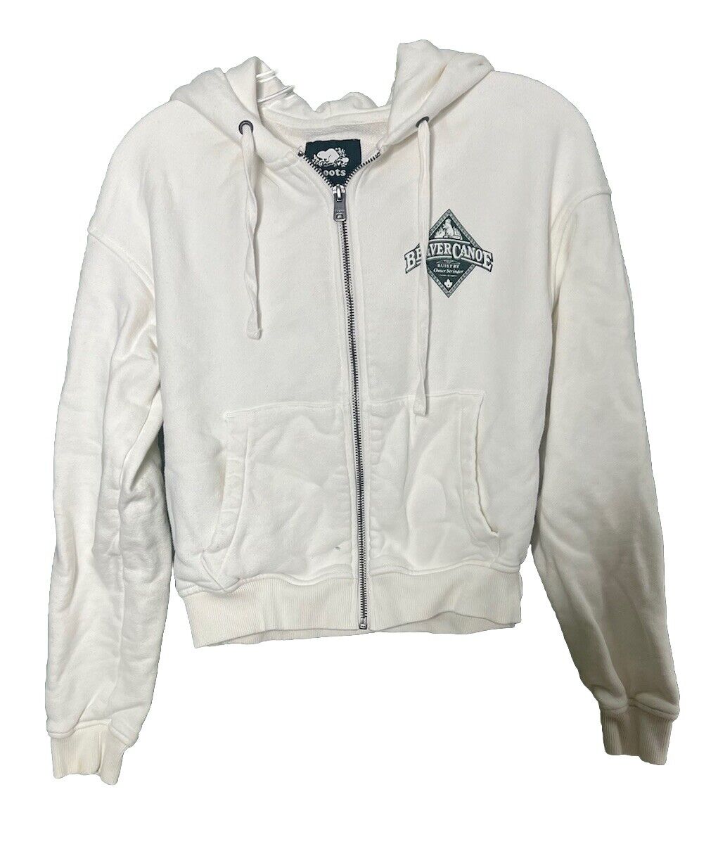 ROOTS Hoodie Womens XS  Pullover Graphic Sweater Full Zip Logo