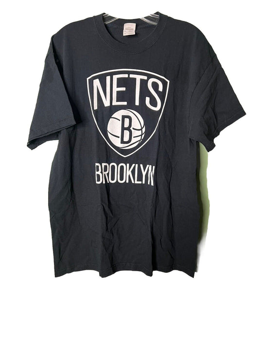 NBA Brooklyn Nets Logo Party City Promo Black T Shirt Size XL