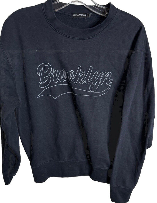 Pretty Little Thing Brooklyn Men's Dark Blue Cotton Long Sleeve Sweatshirt Sz S