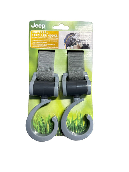 NEW Jeep Universal Stroller Hooks, 360 Degree Swiveling Hooks, Pack of 2, Grey