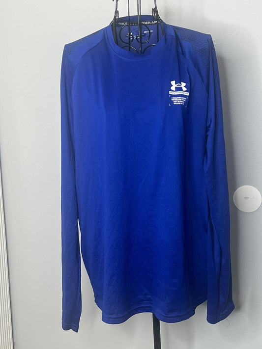 Under Armor Shirt Adult Meduim Blue Loose Fit Long Sleeve Performance