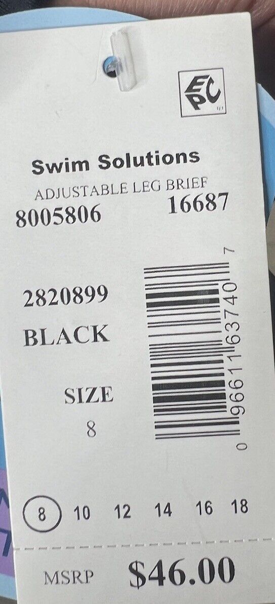Swim Solutions  High-Waisted Tummy Control Swim Bottoms Size 8 NWT