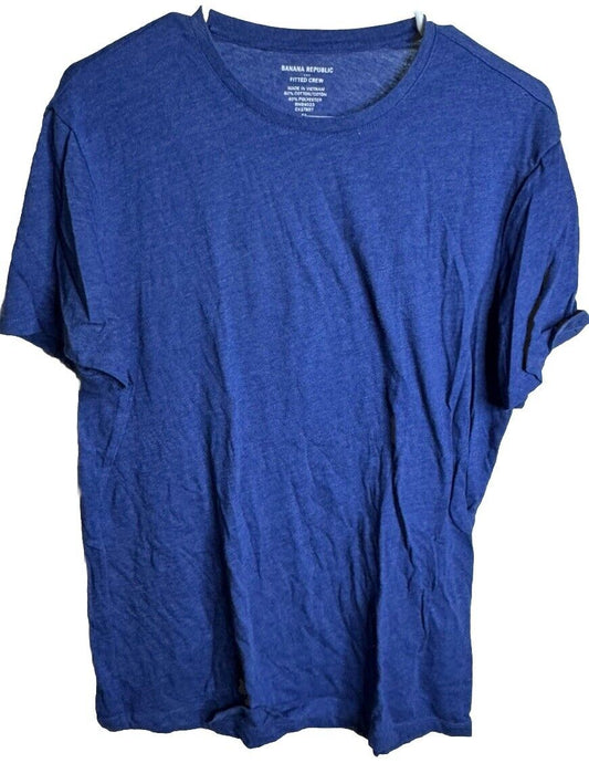 Banana Republic Men's Short Sleeve Crew Neck Premium-Wash Tee T-Shirt, Navy - M