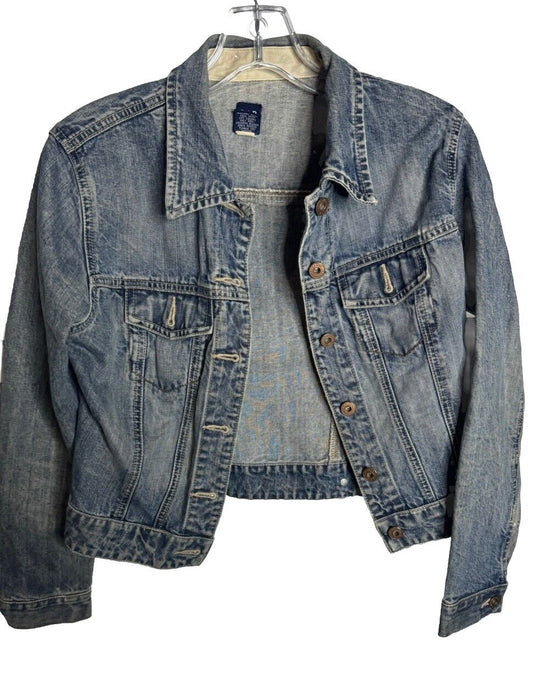Gap Jean Jacket Women XS Blue Denim Dark Wash Long Sleeve Pockets Adult
