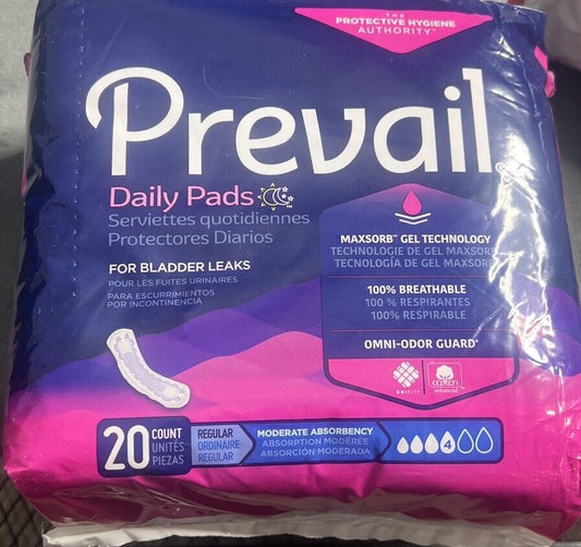 Prevail Womens Bladder Control Daily Pads 20ct X 4(total 80 pads) New/make Offer