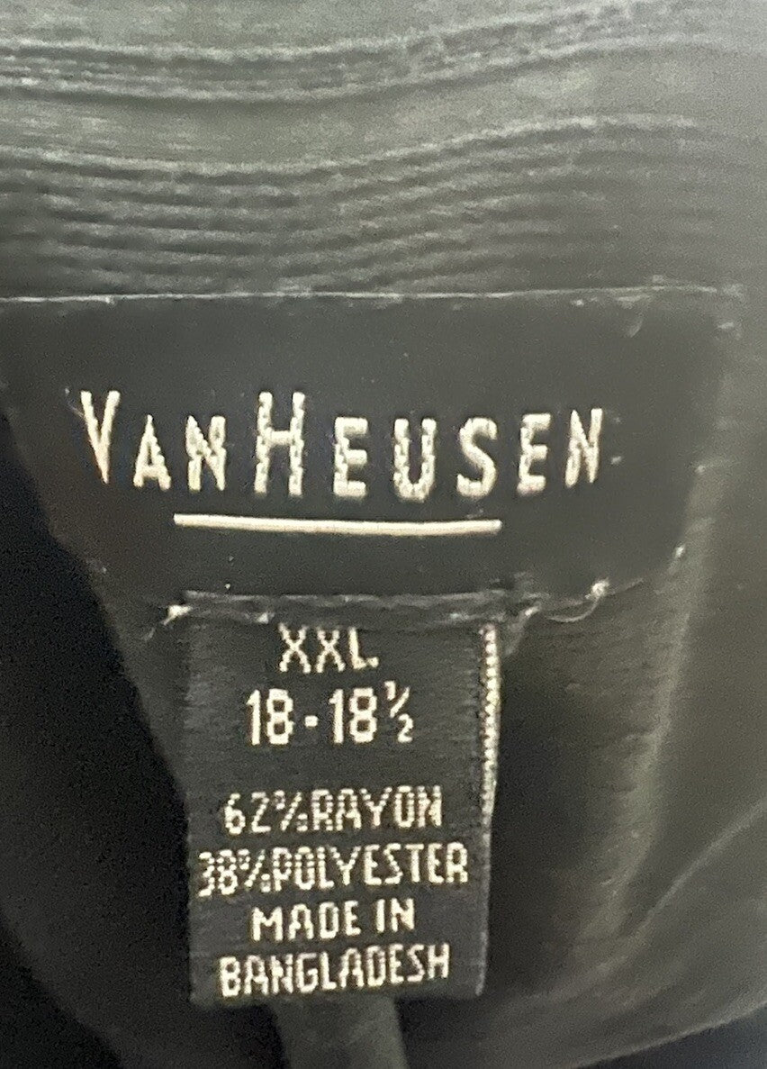 Van Heusen Dress Shirt Men Size 18-18.5ii Short Sleeve Gingham Cotton Blend