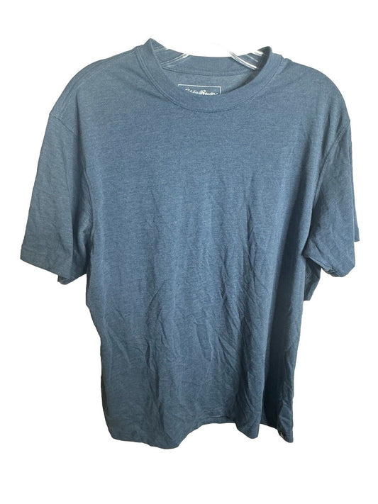 Eddie Bauer Mens T Shirt Solid Blue Large Cotton Short Sleeve Crew Neck Pullover