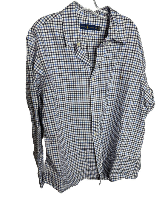 Ralph Lauren Golf Mens Plaid XXL  Button-Down Shirt Cotton Long Sleeve