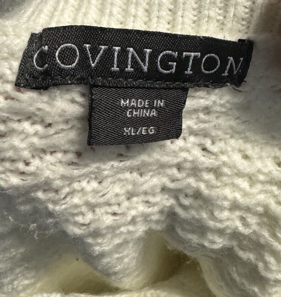 Covington Women's Sweater Size Medium Cable-Knit Crew Neck Pullover Cotton