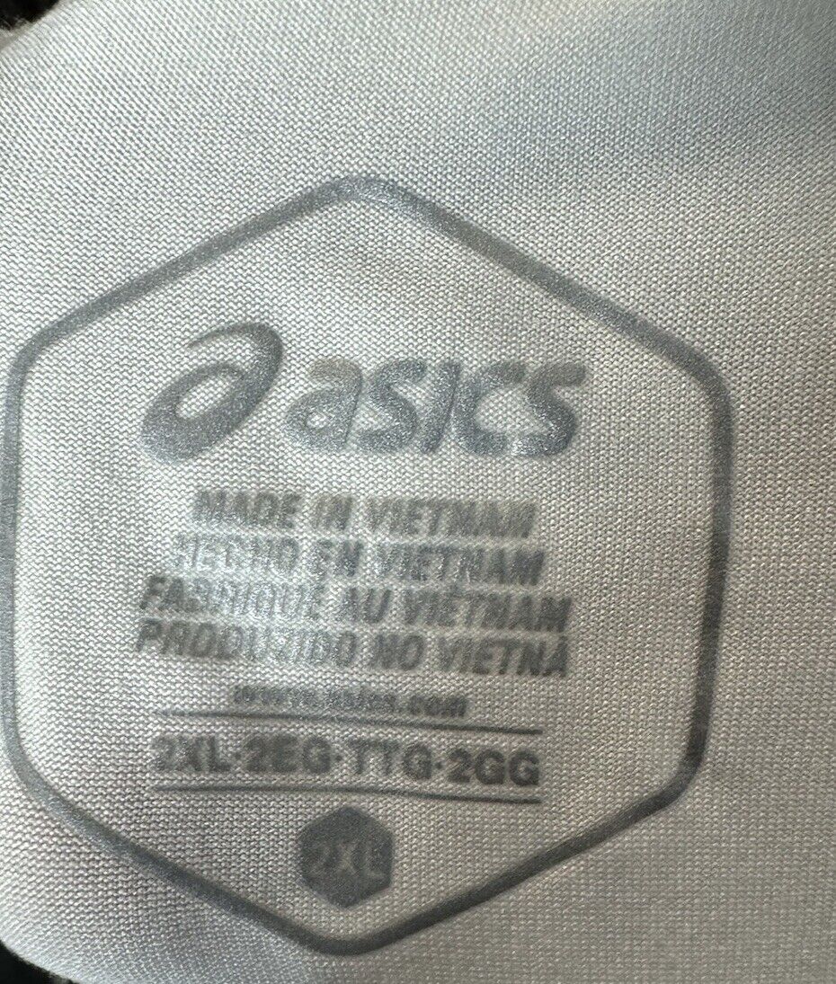Asics Mens Shirt XL Polo  White Button Sport Golf