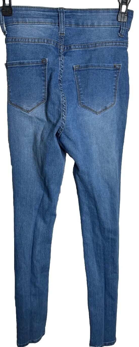 Fashion Nova Women's Size 3/4 Blue Skinny Leg Distressed Dark Wash Stretch Jeans