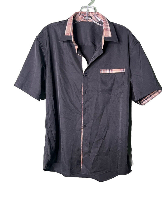 COOFANDY Men's Casual Short Sleeve Button Up Shirt Denim Size Large