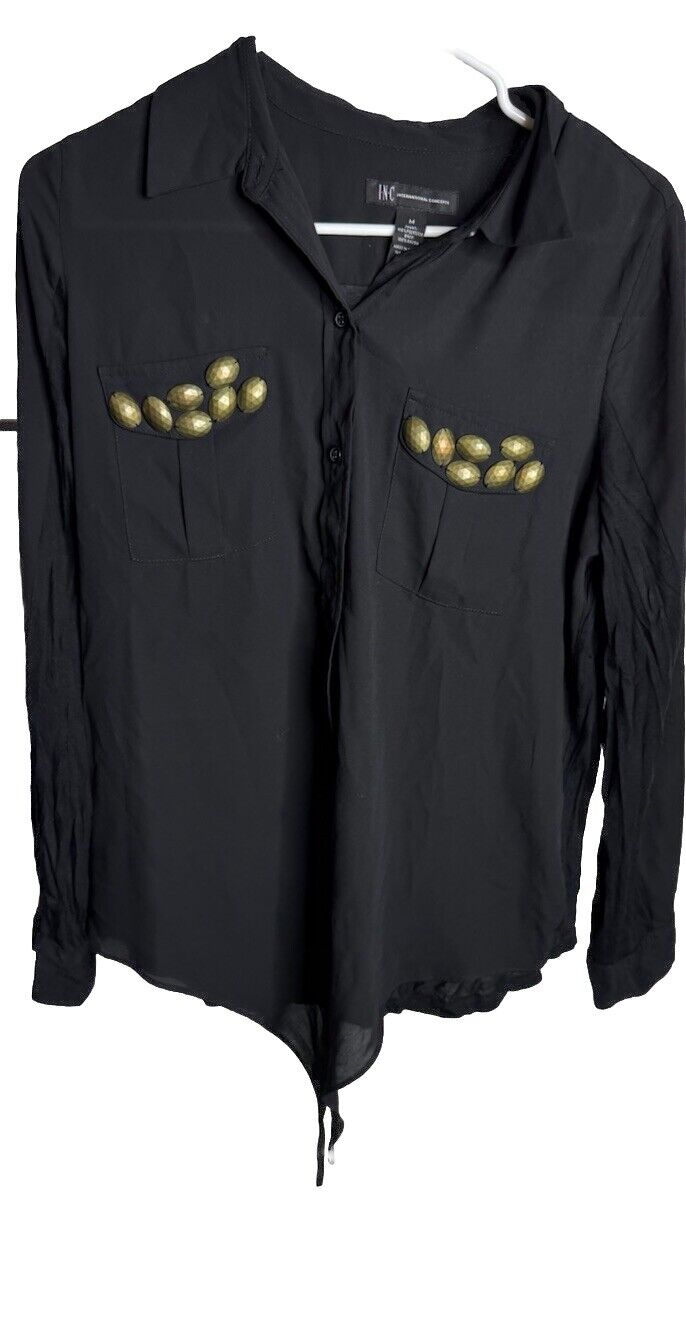 INC International Concepts Button Down Shirt Women's medium Long Sleeve