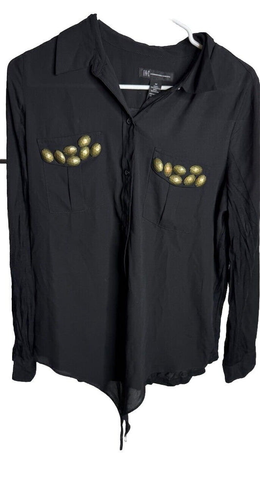 INC International Concepts Button Down Shirt Women's medium Long Sleeve