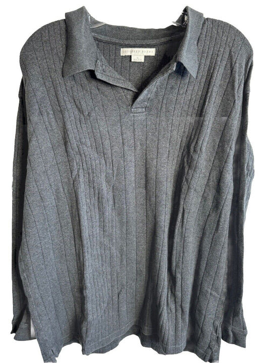 Geoffrey Beene Men Size XL Pullover Sweater Gray Collared Long Sleeve