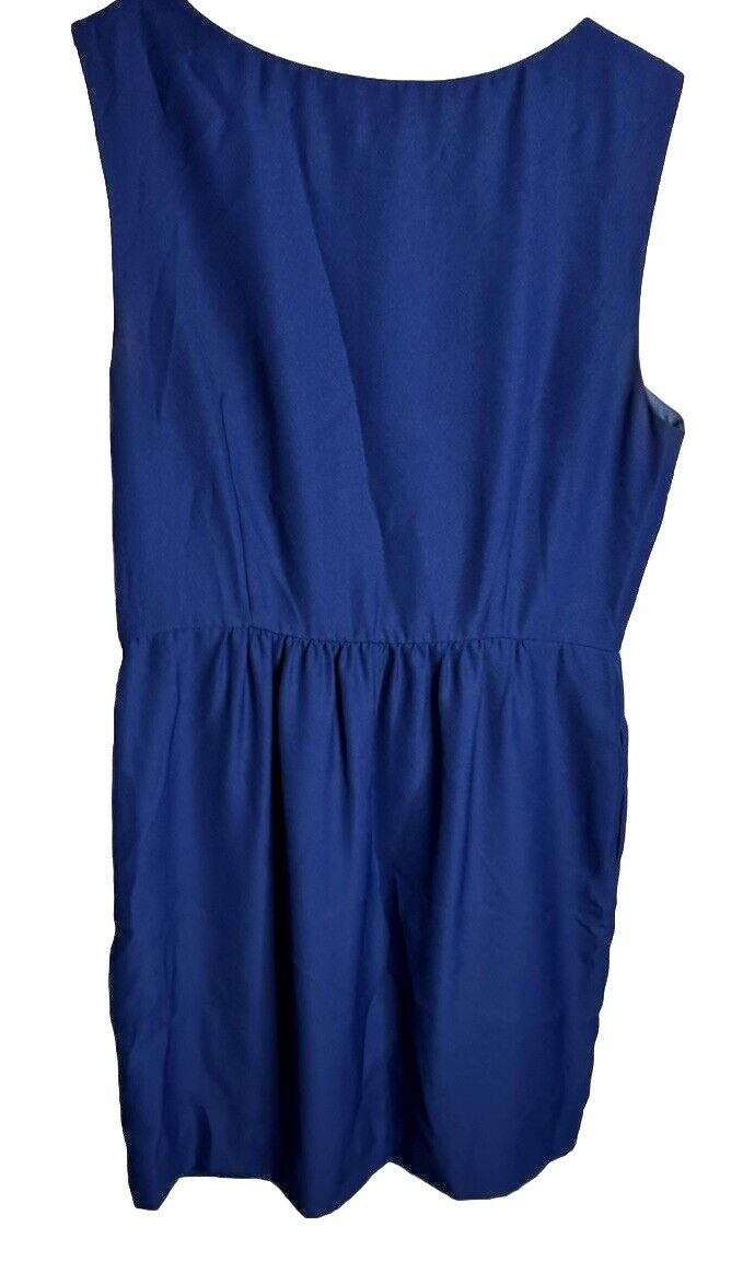 J Crew Women's Navy Blue Cotton Faux Wrap Sleeveless Fit and Flare Dress Size 8