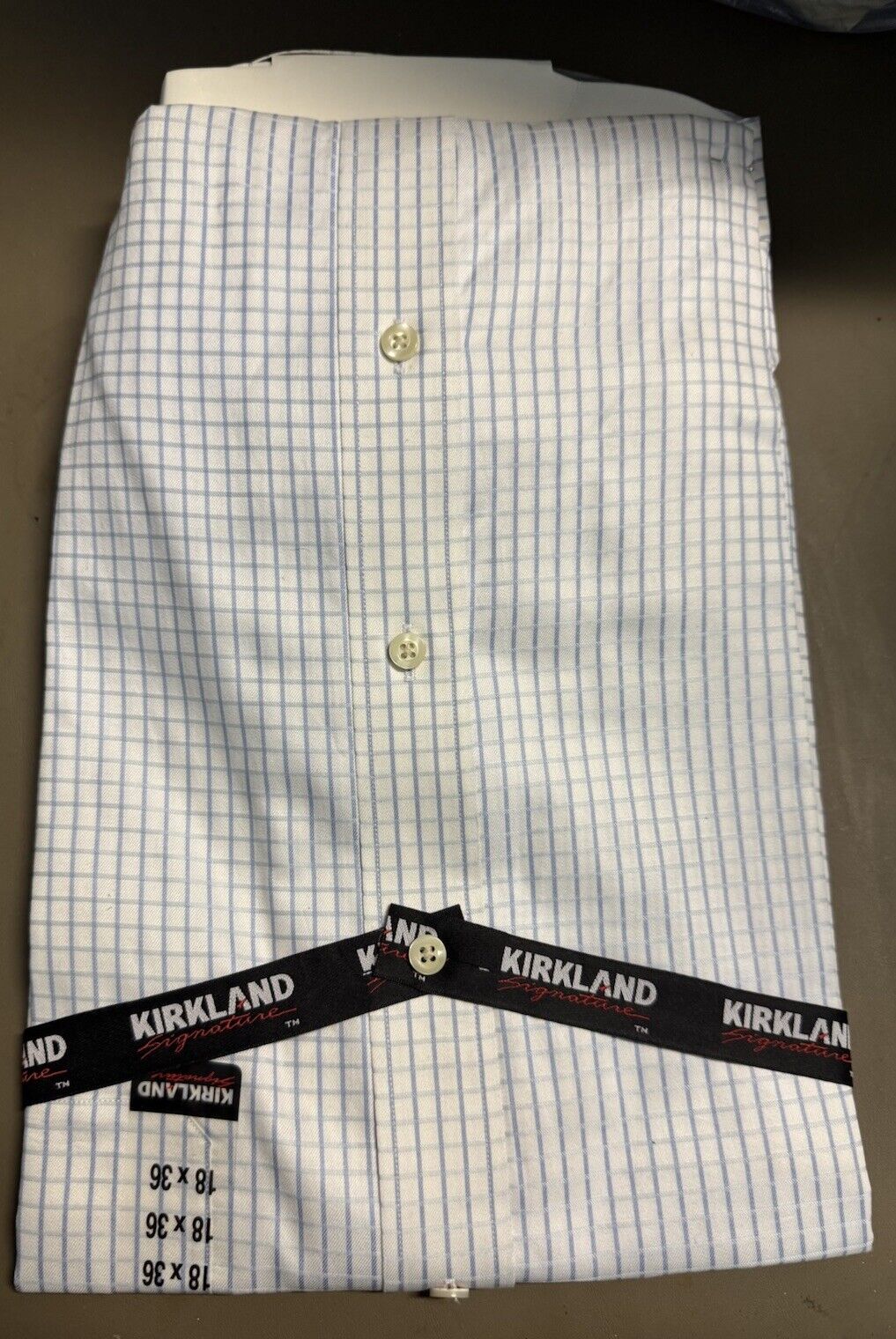 Kirkland Signature . Cotton . Non-Iron . Long Sleeve . Dress Shirt . 18 x 36