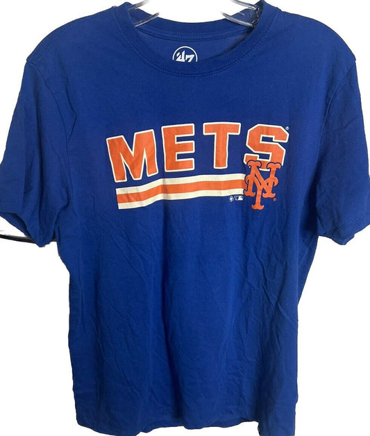 Men's New York Mets T Shirt Size Small Blue Short Sleeve Cotton Logo