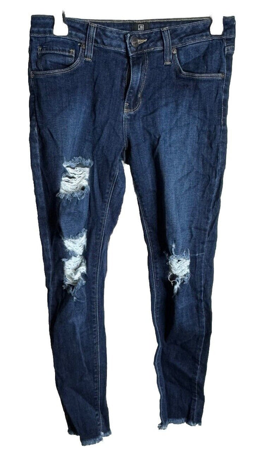 Just Black Denim Women's Blue Medium Wash Distressed Straight Denim Jeans Sz 29