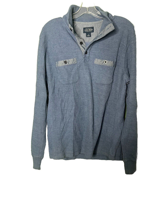 Lucky Brand Mens Small Pullover 1/4 Button  Long Sleeve