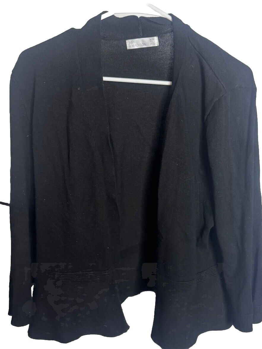 89th & Madison Open Front Black Cardigan Size XL