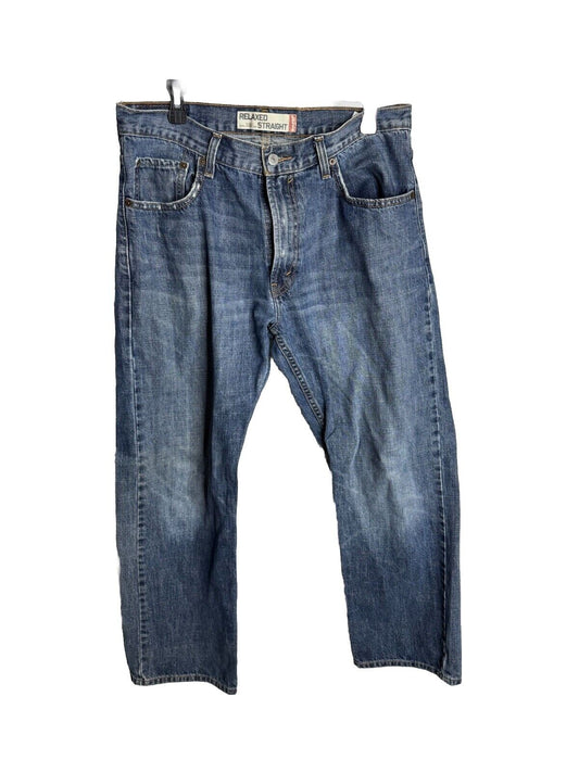 LEVI'S 559 blue Relaxed Straight pure cotton Jeans 34x30 Distressed Cuffs